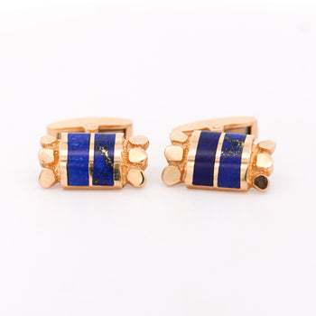 Vintage Lapis Lazuli 14K Gold Nugget Textured Cufflinks – Assay Jewelers