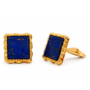 Vintage Lapis Lazuli Textured 18K Gold Cufflinks & Shirt Stud Set – Assay Jewelers