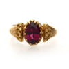 Vintage Oval Rodolite Garnet Victorian Revival in 18K Yellow Gold Solitaire Ring