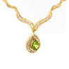 Vintage Pear Cut Green Peridot Drop Pendant Necklace with Diamonds in 18K Yellow Gold