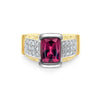 Vintage Radiant Cut 4.50 قيراط أحمر Rubellite Tourmaline و Diamond Ring في Platinum و 18K Gold