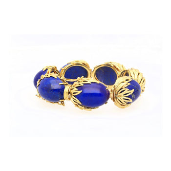 Bracelet Anciens rétro de l’ère 2,50 CTTW en lapis-lazuli bleu, motif floral, en or jaune 18K – Assay Jewelers