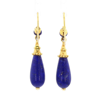 Vintage Retro Lapis Lazuli 18K Gold Drop Earrings – Assay Jewelers