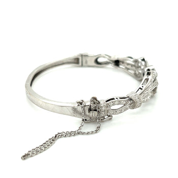 Vintage Retro Old European Cut Diamond Bangle with Filigree and Milgrain Finish in 14K White Gold – Assay Jewelers