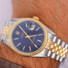 Vintage Rolex Blue Dial Oyster Date 34mm Two Tone Fluted on Jubilee Watch