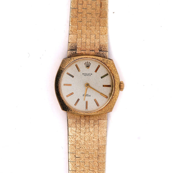 Vintage Rolex Cellini Manual Gold Frosted Integral Bracelet Watch