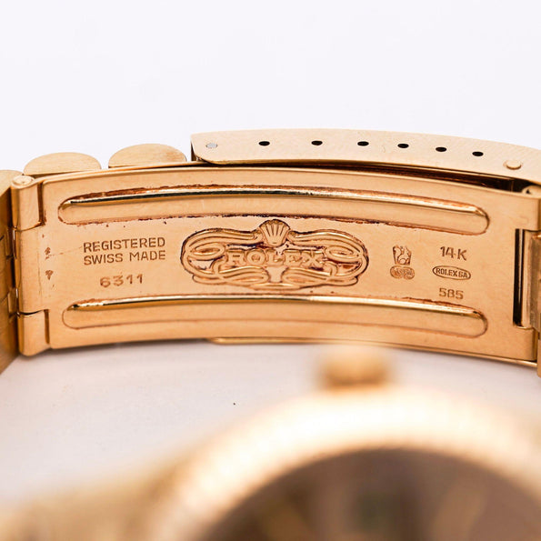 Vintage Rolex OP Date 34mm 14k Gold Champagne Dial Watch