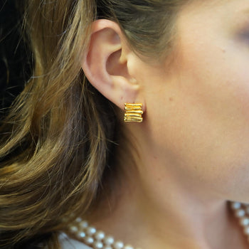 Vintage Tiffany & Co. Ribbed 18K Gold Ring & Earring Jewelry Set – Assay Jewelers