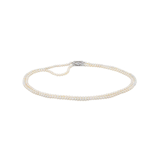 Vintage Tiffany & Co. Signed GIA Certified Natural Saltwater Pearl Two Strand Necklace