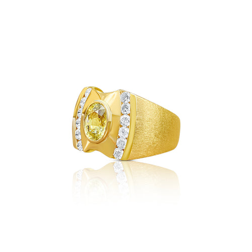 Vintage Yellow Sapphire Mens Ring