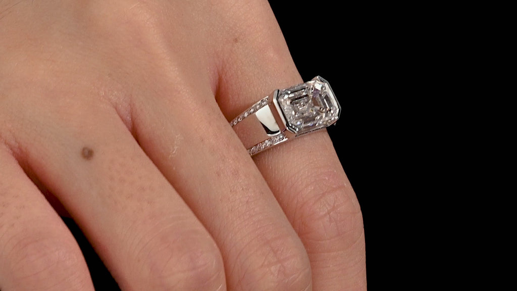 IGI Certified 5.5 Carat Radiant Cut Lab Diamond Half Bezel East-West Unisex Ring