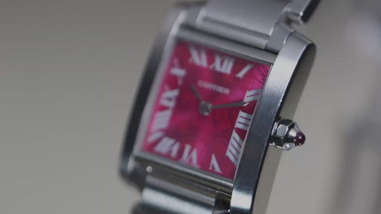 Vintage Cartier Tank Francaise Pink Dial Steel Quartz Watch Limited Edition 2006