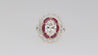 GIA Certified 2.8 Carat Oval Lab Diamond & Ruby Halo Floral 18K White Gold Ring