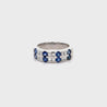 1.58 Carat Blue Round Sapphire & Baguette Diamond Platinum 6MM Band Ring