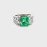 4.17 Carat Colombian Emerald & Diamond Unisex White Gold Ring