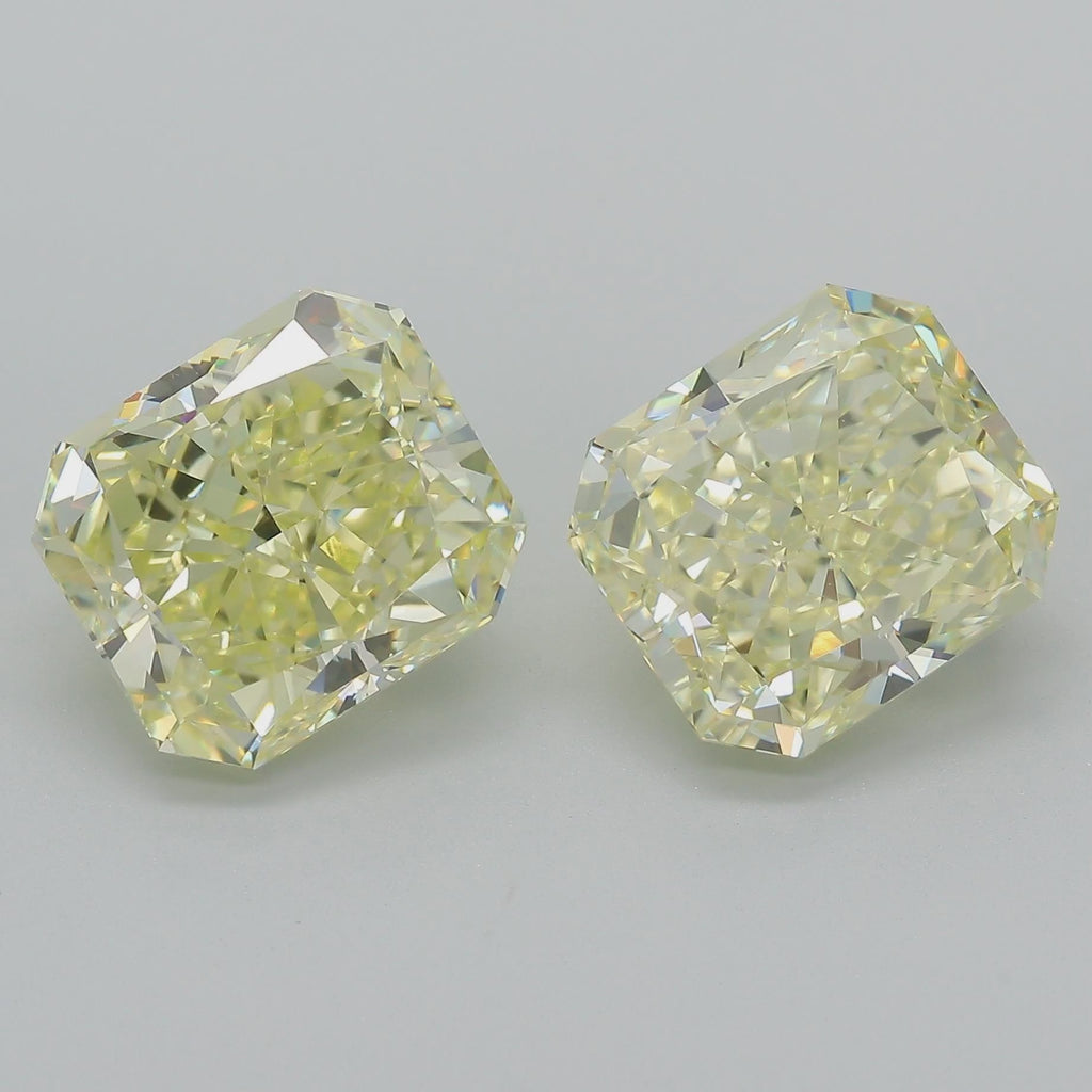 GIA Certified 10.52 Carat Fancy Light Yellow Radiant Cut Diamond Pair Loose