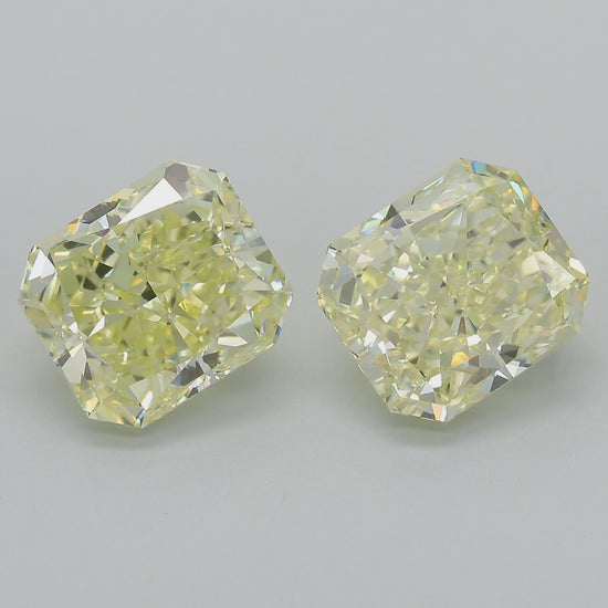 GIA Certified 10.52 Carat Fancy Light Yellow Radiant Cut Diamond Pair Loose