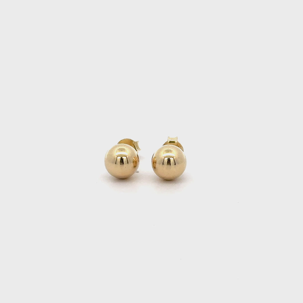 7mm Classic 14K Solid Gold Ball Stud Earrings